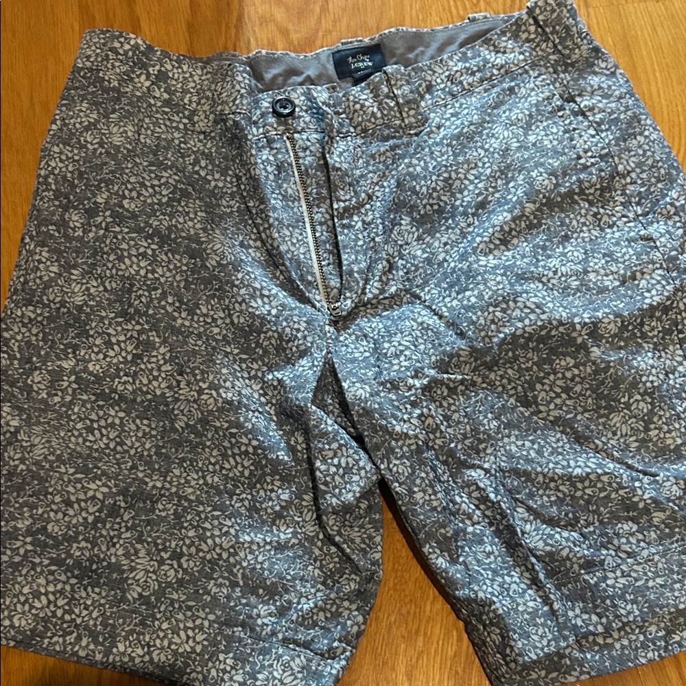 J. Crew Gray and Blue Floral Patterned Shorts